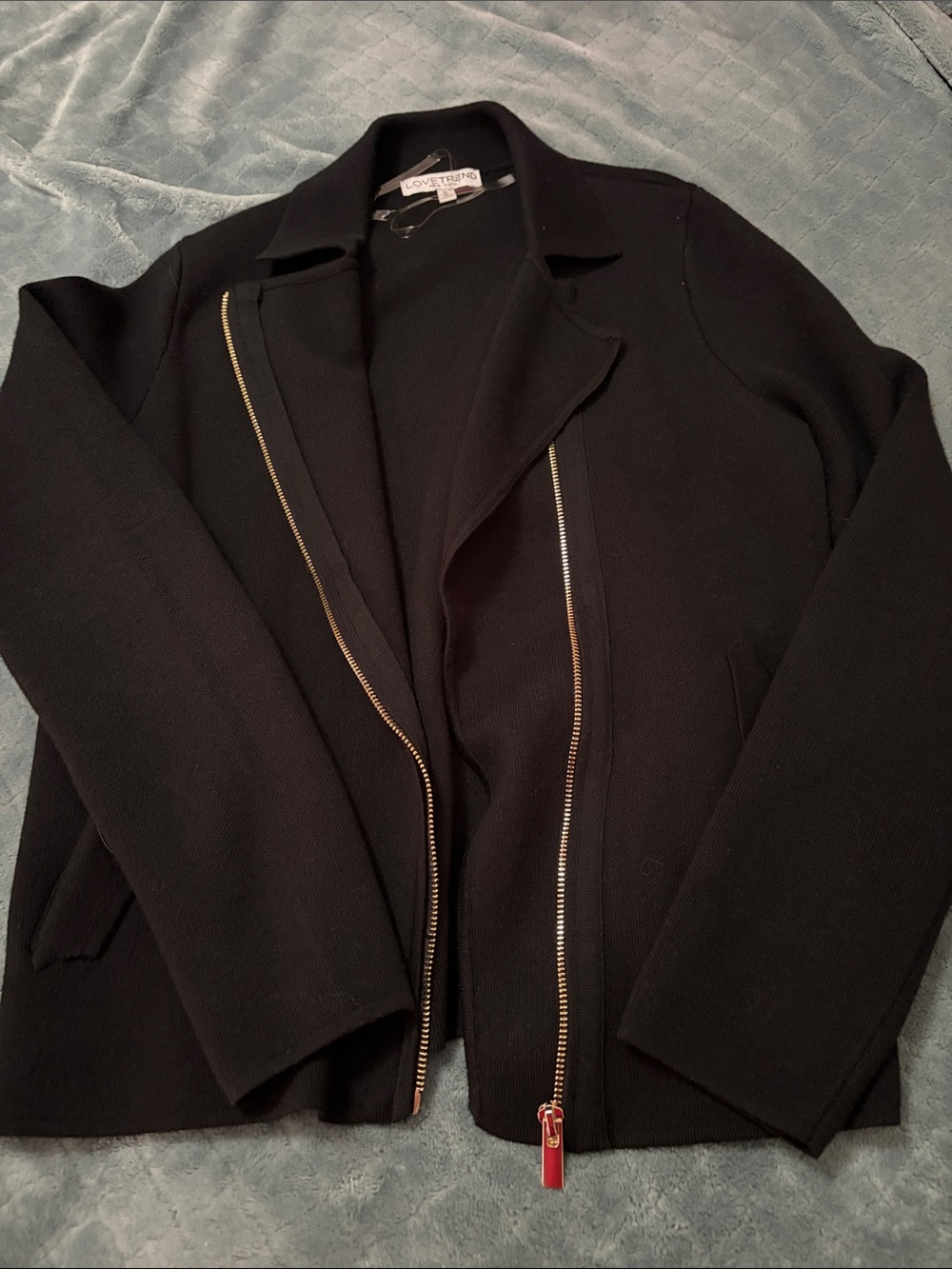 Lovetrend  Black Blazer with Gold Zip Accent